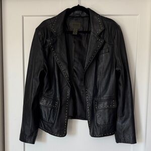 Black Lamb’s Leather Blazer with Studs